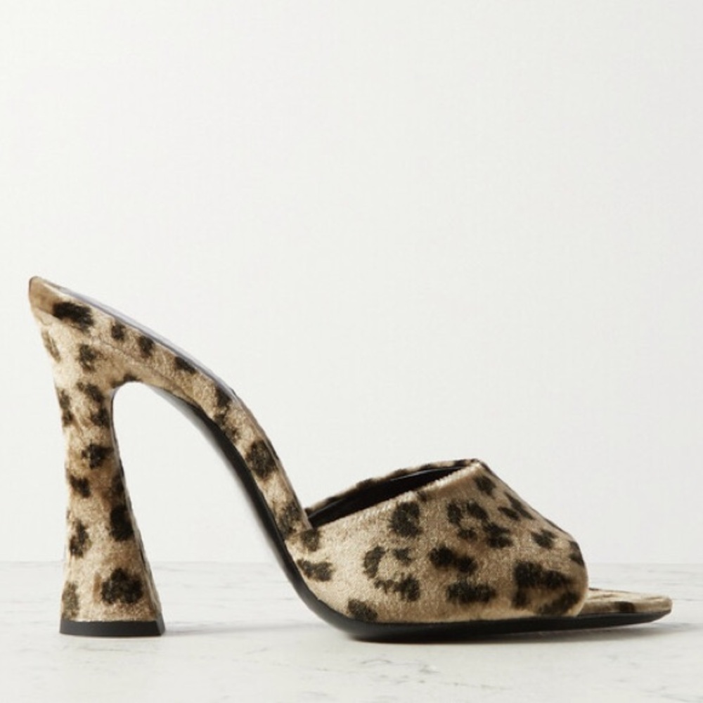 Saint Laurent Leopard Print Women's Heels Velour Mules BNIB 8.5 38 1/2 - Picture 4 of 12